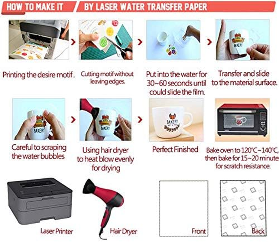 10Sheets Laser Printer Clear Waterslide Decal Paper for Make Candle Glass Ceramic Craft image number 1