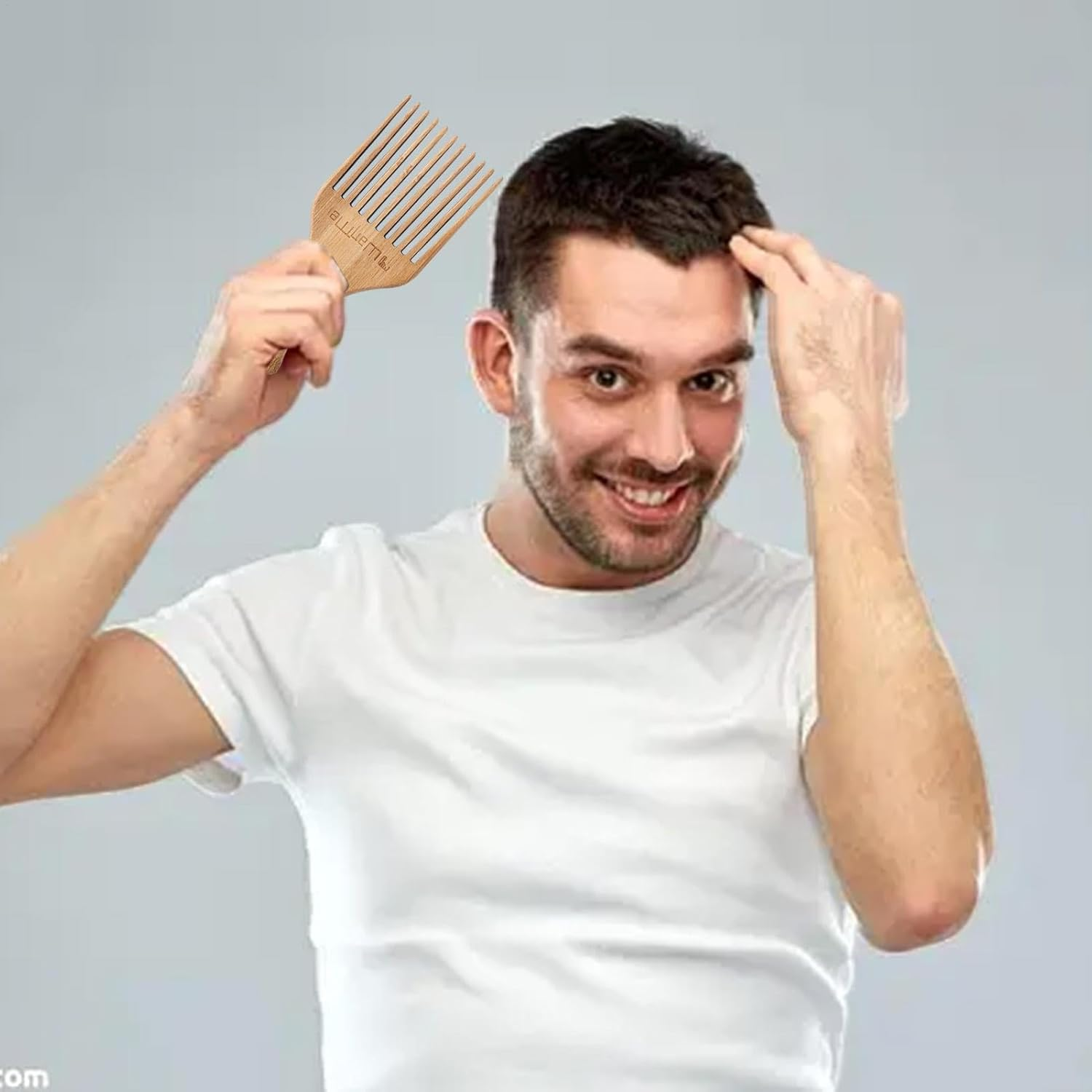 Kezvmhy Curly Hair Pick,Wide Tooth Comb Hairpick - Handmade Perfection Tangle Release Pick Hair Comb, Anti-Static Beard Pick for Men, Home, Salon Unique Gift image number 5