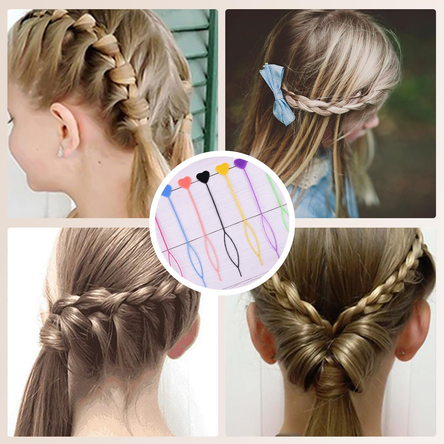 7 Hair Scrunchie Tools, 2 Hair Removers, Braiding Tools, Hair Braiding Pins, Hair Bead Needles, Quick Hair Braiding Tools, Hair Styling Accessories image number 1