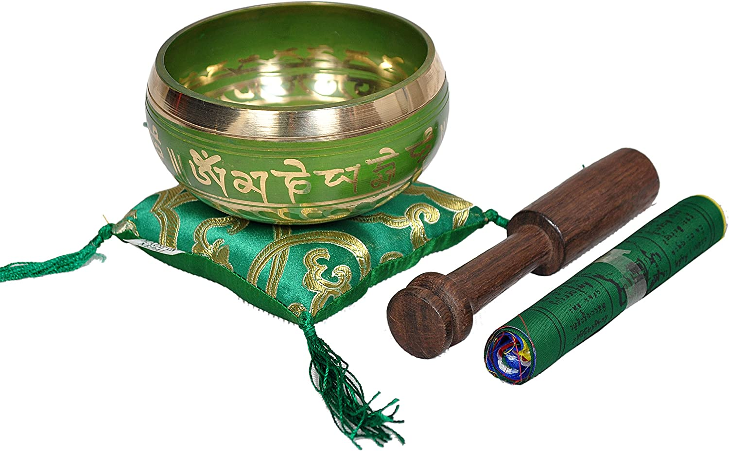 Tibetan Meditation Singing Bowl for Relaxation and Healing - with Traditional Design Tibetan Buddhist Prayer Flags - Handmade in Nepal (Blue)