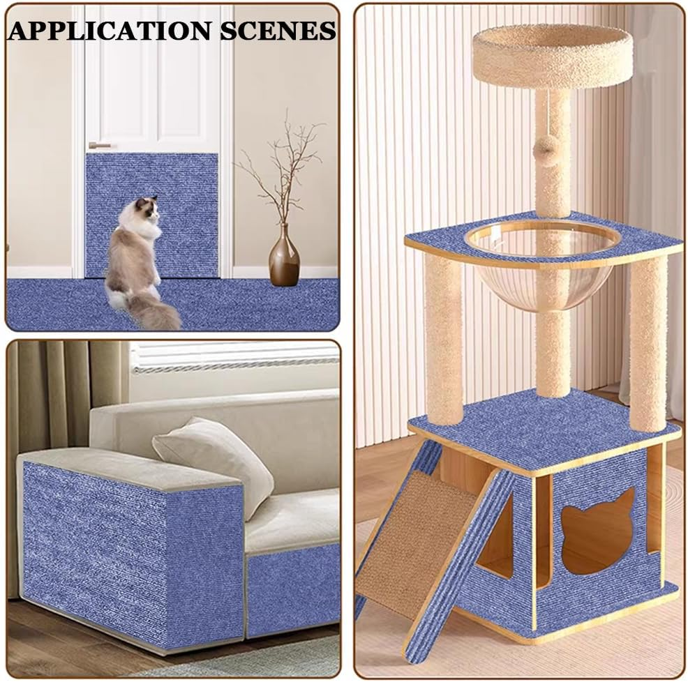 HOBBIESAY 1Roll Gray Cat Scratch Mat 15.75&times;78.74&times;0.12" Cats Claws Scratchs Pads Trimmable Cat DIY Climbing Cats Scratch Mat Couch Protector from Pet Claws for Furniture Couch or Wall Protector