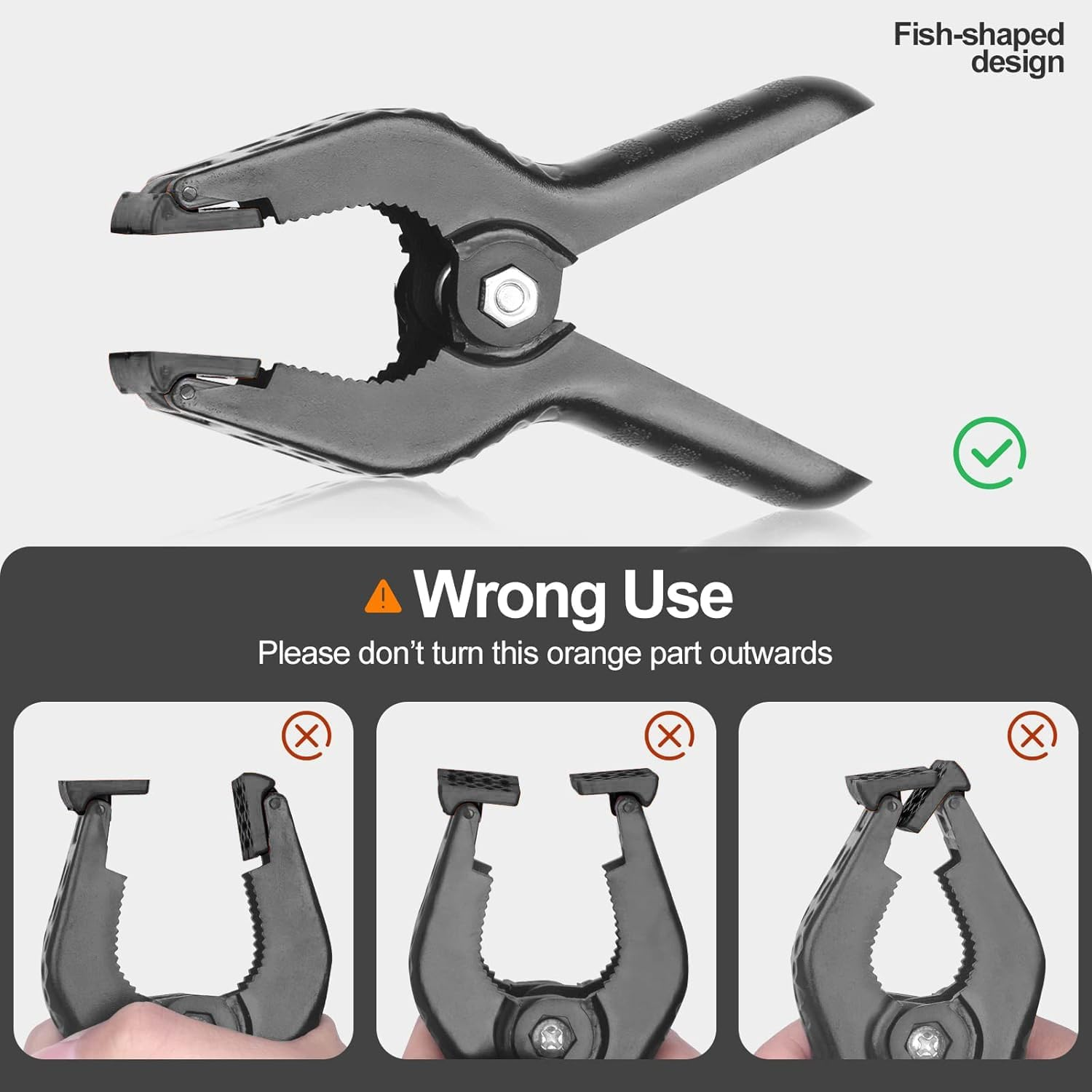 EMART 6 Pack Heavy Duty Muslin Spring Clamps, 4.5 Inch Photo Booth Backdrop Clips for Photography Studio - Black - Black image number 2