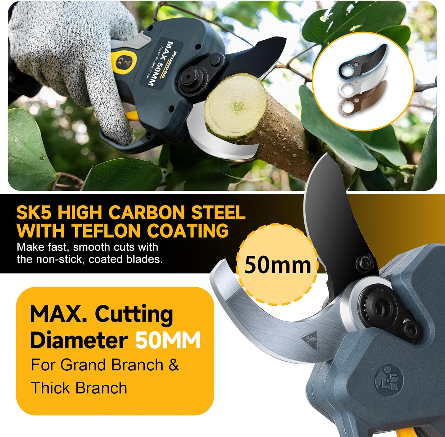 Professional Electric Pruning Shears Brushless Cordless, Compatible with Makita Batteries 50Mm(2 Inch) Electric Pruner for Gardening Heavy Duty 8000Mah Battery Secateurs for Tree Trimming image number 4