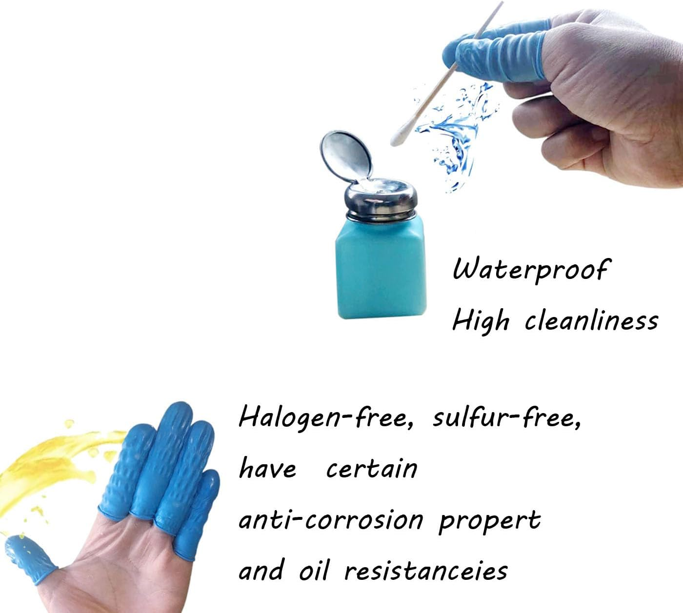 100Pcs Large Size Disposable Nitrile Finger Cots, Finger Stall Manicure Painting Household Cleaning Office Laboratory Finger Prerotection Sleeves Not Allergic (Blue) image number 6