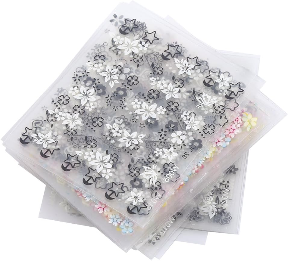 Nail Sticker, 50 Sheets Multicolor Stylish 3D Nail Art Sticker Flower Design Adhesive Decal Decoration image number 1