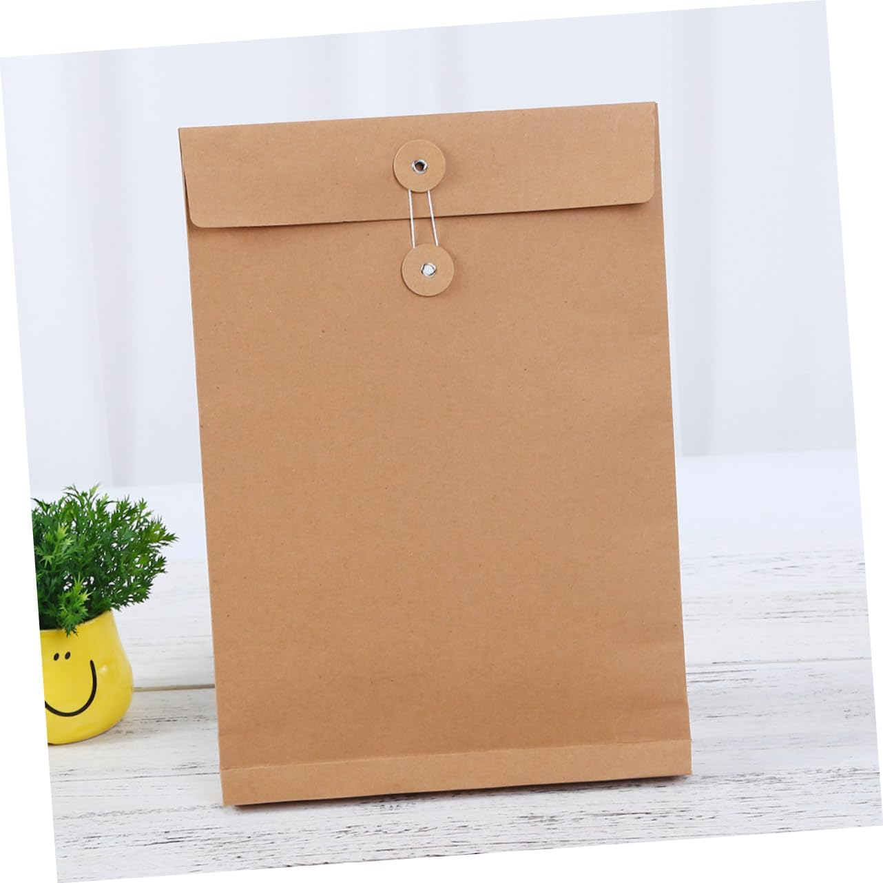 Happyyami 6Pcs A4 Kraft Paper File Bags 24X34X4Cm Structured Bottom Document Carriers Business Paper Organizer Holders Office Stationery Storage image number 4