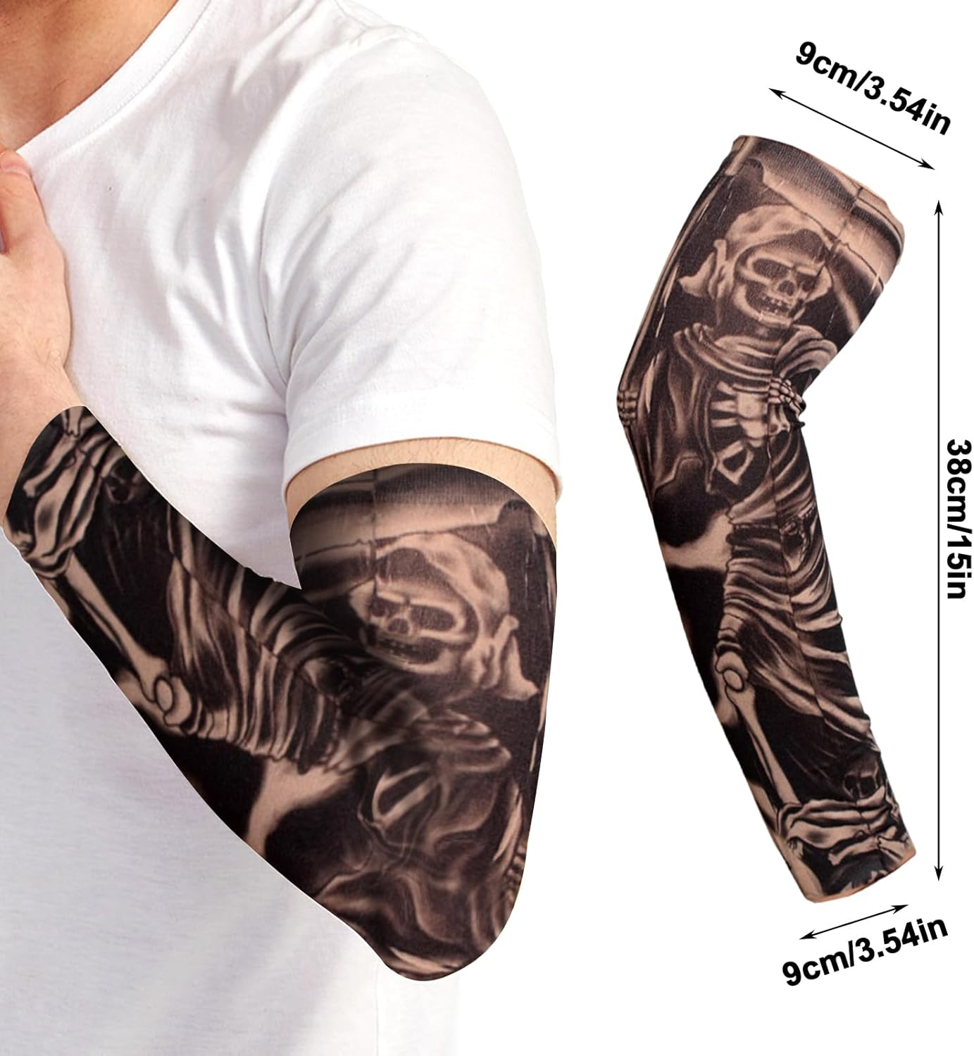 TSHAOUN 10 Piece Tattoo Sleeve Set Fake Sun Cream Arm Warmers, Tattoo Sleeves Tattoo Arm Stocking for Men Women Nylon Temporary Tattoo Stocking Arm for Carnival Party image number 1