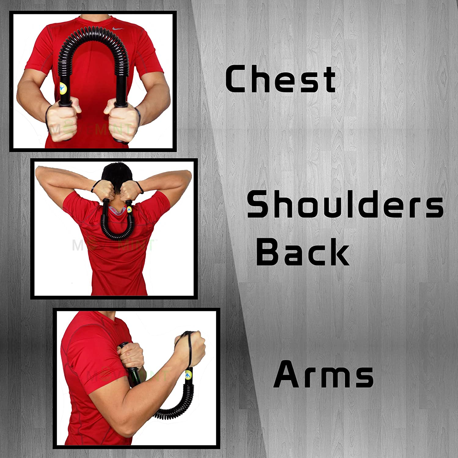 MOVEMINT Power Twister Chest Resistance Spring Bar Exerciser (20KG to 100KG Options) image number 2