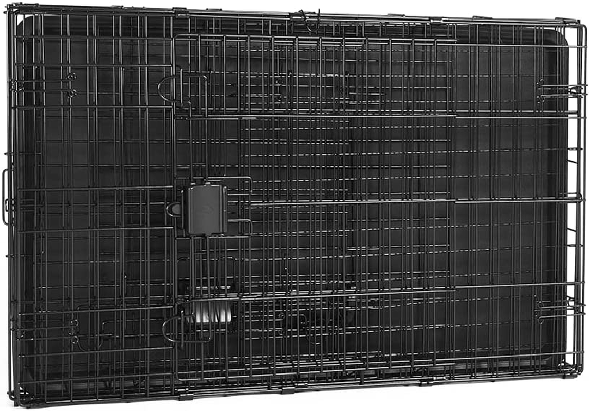 Amazon Basics Foldable Metal Wire Dog Crate with Tray, Double Door, 91Cm Length, Black image number 6
