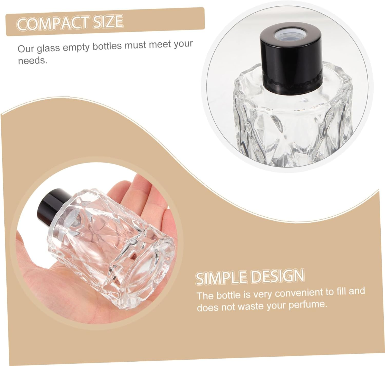 STOBAZA 4Pcs 50Ml Glass Reed Diffuser Bottles Perfume Sample Container Aromatherapy Oil Diffuser for Home D&eacute;cor and Office Fragrance image number 3