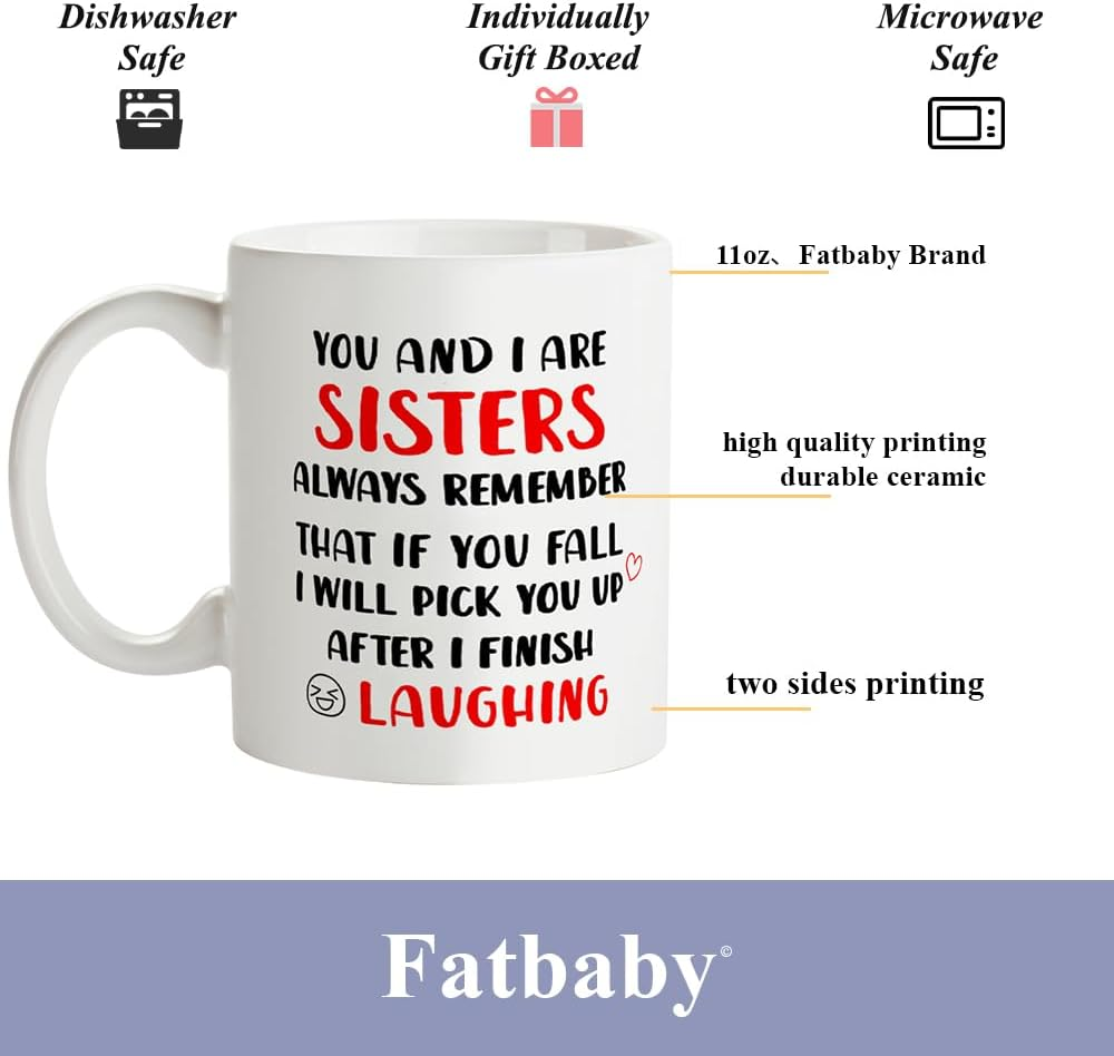 You and I Are Sisters Coffee Mug Gifts,Funny Sister Christmas Birthday Gifts from Sister,Sister Gifts for Woman,Best Friends,Besties,Bff Tea Cup 11OZ image number 3