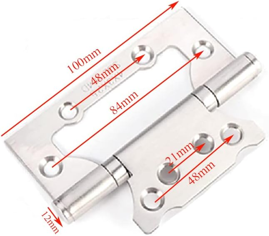 Stainless Steel Flush Hinges, 2 Pcs Small Flush Doors Hinges with Screws, Smooth and Silent Movement, Ideal for Bedroom Wardrobe, Kitchen Cabinets, Internal Doors image number 2
