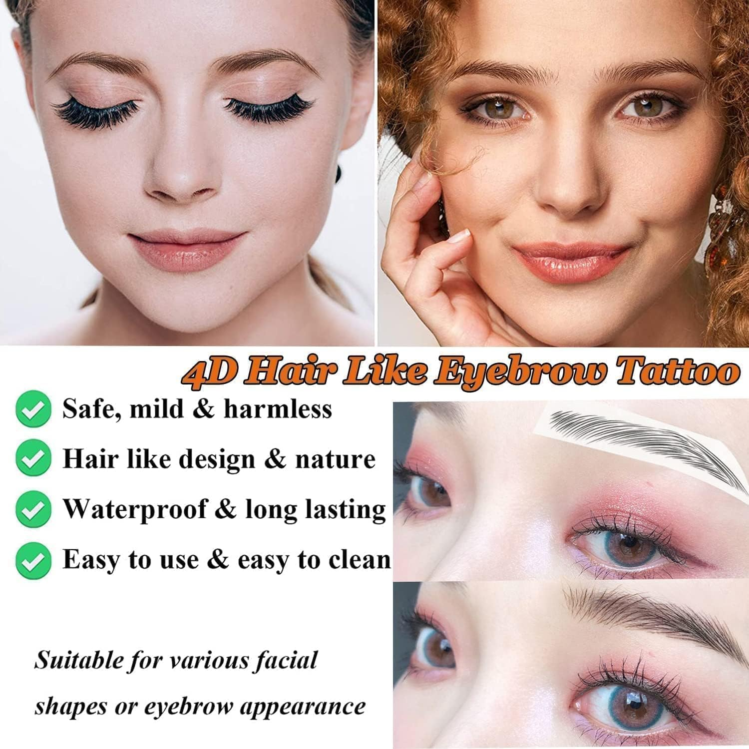 77 Pairs 4D Hair-Like Eyebrow Tattoo Stickers Waterproof Natural Fake Stickers, Long Lasting Eyebrow Grooming Shaping Perfect for Women and Girls (A-07 Brown) image number 1