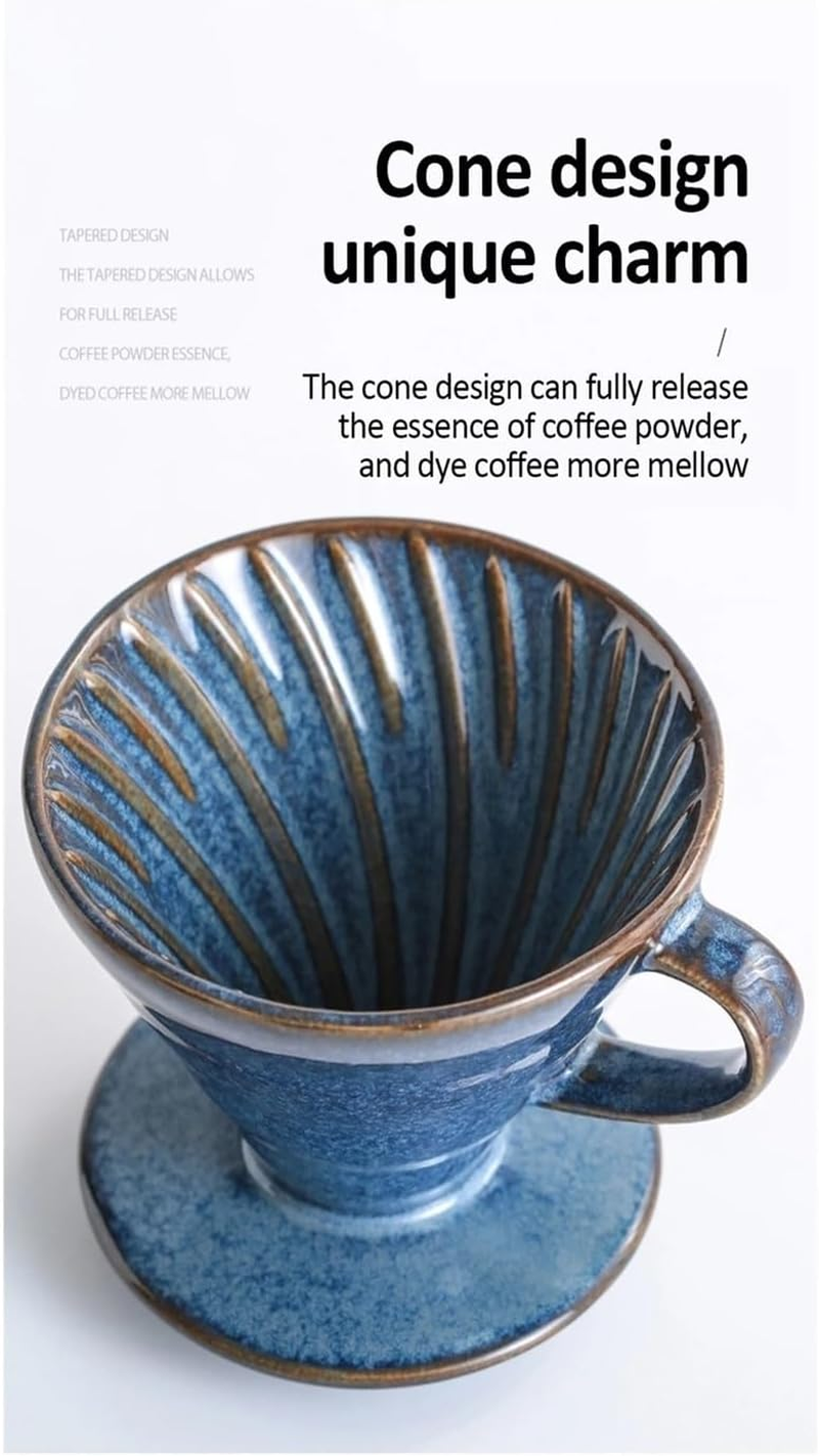 KFKAA V60 Pour over Coffee the Coffee Dripper Is a Simple and Exquisite Single Cup Brewing Device Coffee Drip Machine Suitable for Offices and Apartments Size02 (Blue) image number 6