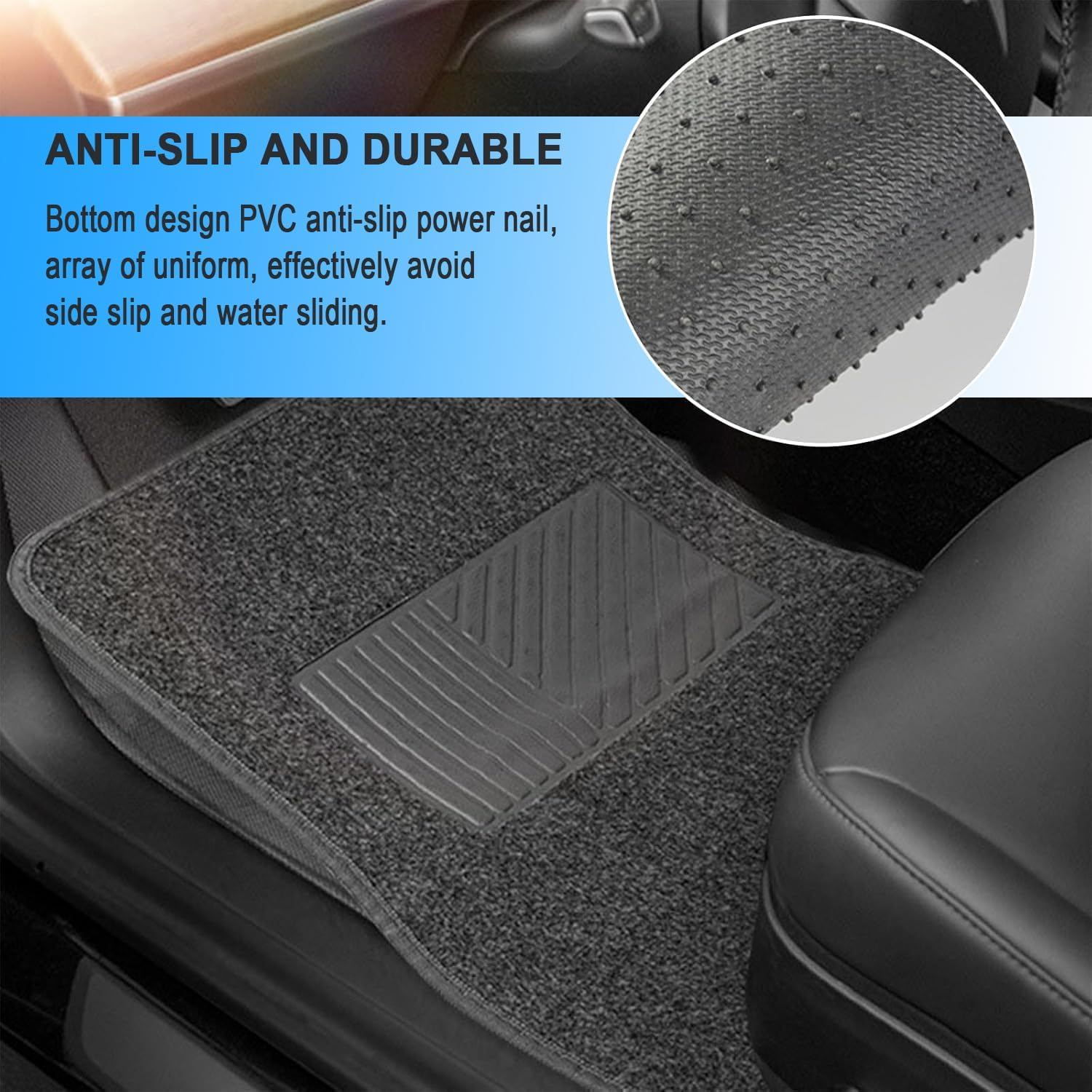 4Pcs All Weather Carpet Vehicle Floor Mats Carpet Floor Mats for Cars Universal Fit Automotive Floor Mats All Purpose Car Floor Mats Carpet Protector Mat for Most Sedan SUV Truck Floor Mats (Black)