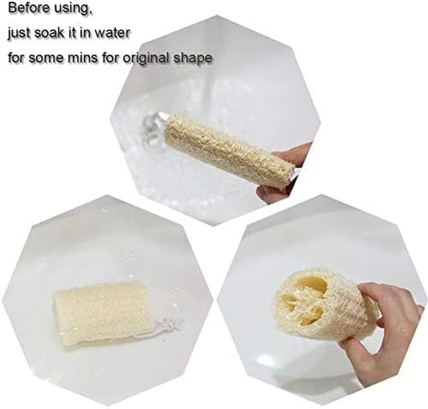4-Inch Natural Loofah Sponge, Pack of 4 Plant-Based Body Scrubbers for Exfoliating Skin & Dishes image number 4