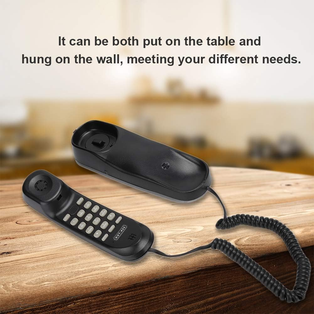 Corded Telephone, Wall Mount Portable Landline Phone Clear Sound Quality Curve Design with 150Cm Cable for Home and Office image number 1