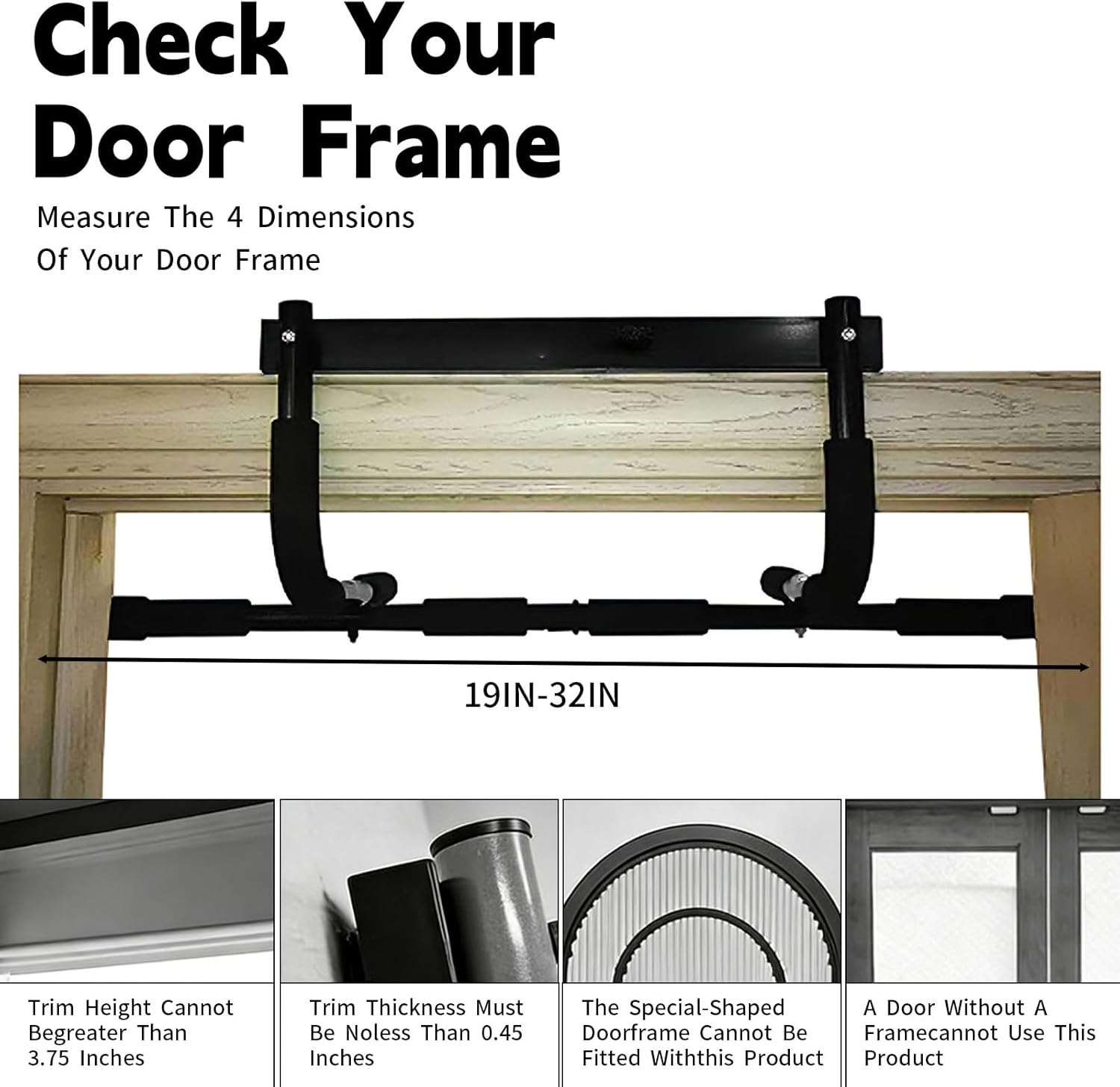 Pull up Bar for Doorway, Adjustable Width Locking, Stainless Steel Gym Equipment, Home Gym Portable, for Strengthening Exercises at Home or Gym image number 2