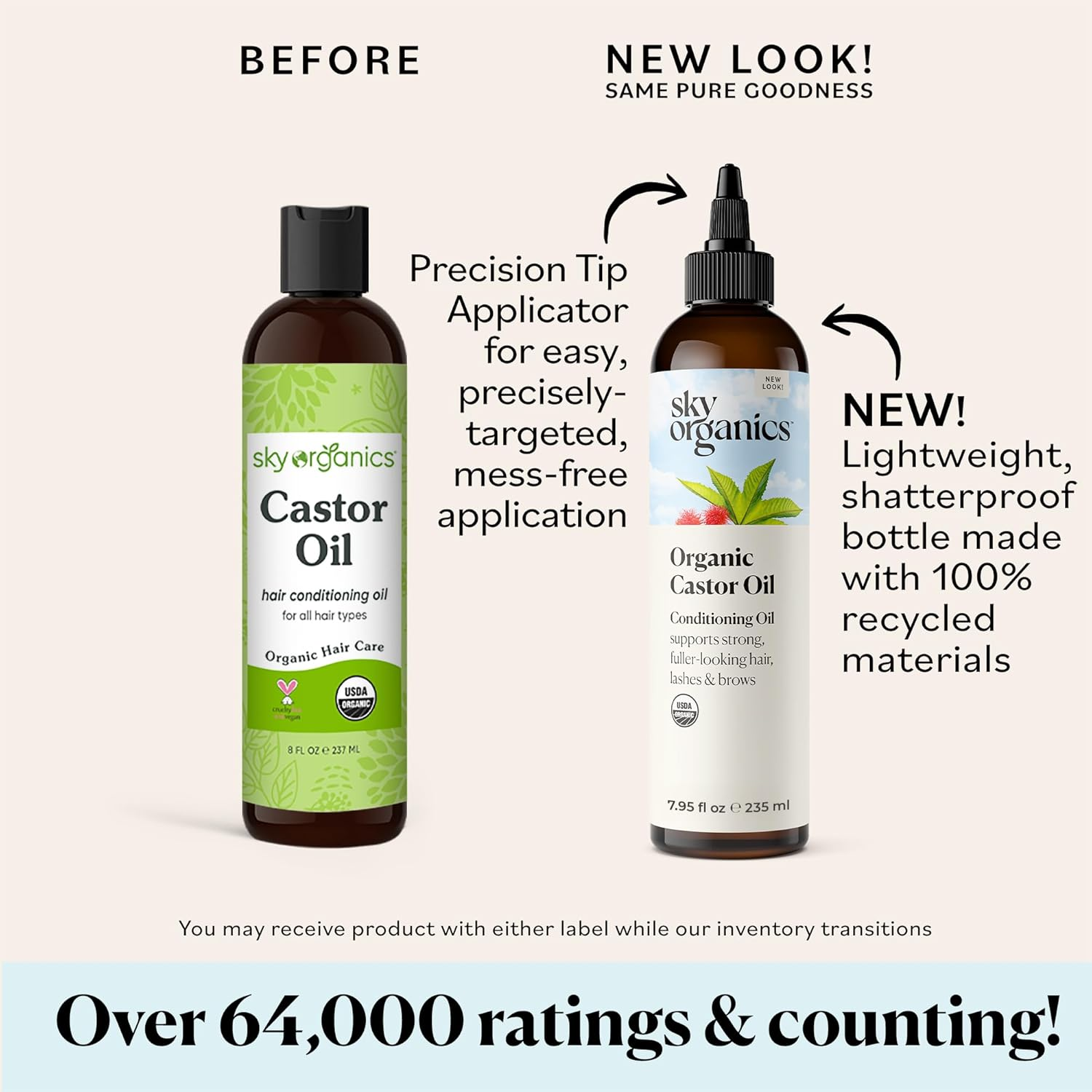 Sky Organics - Castor Oil Organic - Volumizing Hair Oil - Scalp, Lashes, Brows - Pure Castor Oil Cold Pressed - Natural Conditioner - Omega Fatty Acids, Vegan - Beauty, Hair Care - 8Oz image number 3