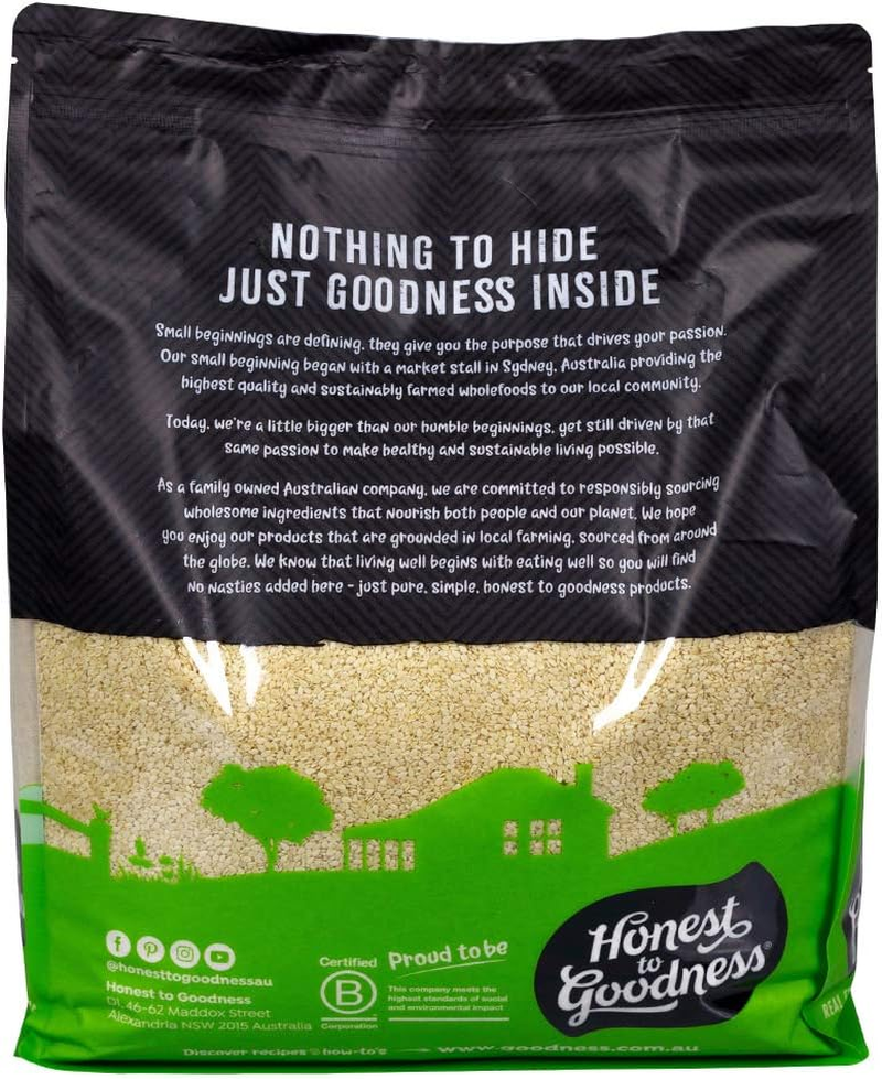 Honest to Goodness, Organic Sesame Seeds Hulled, 5 Kilograms - Delicate Texture and Mild Flavor, Rich in Essential Nutrients, Enjoyed Raw or Toasted.