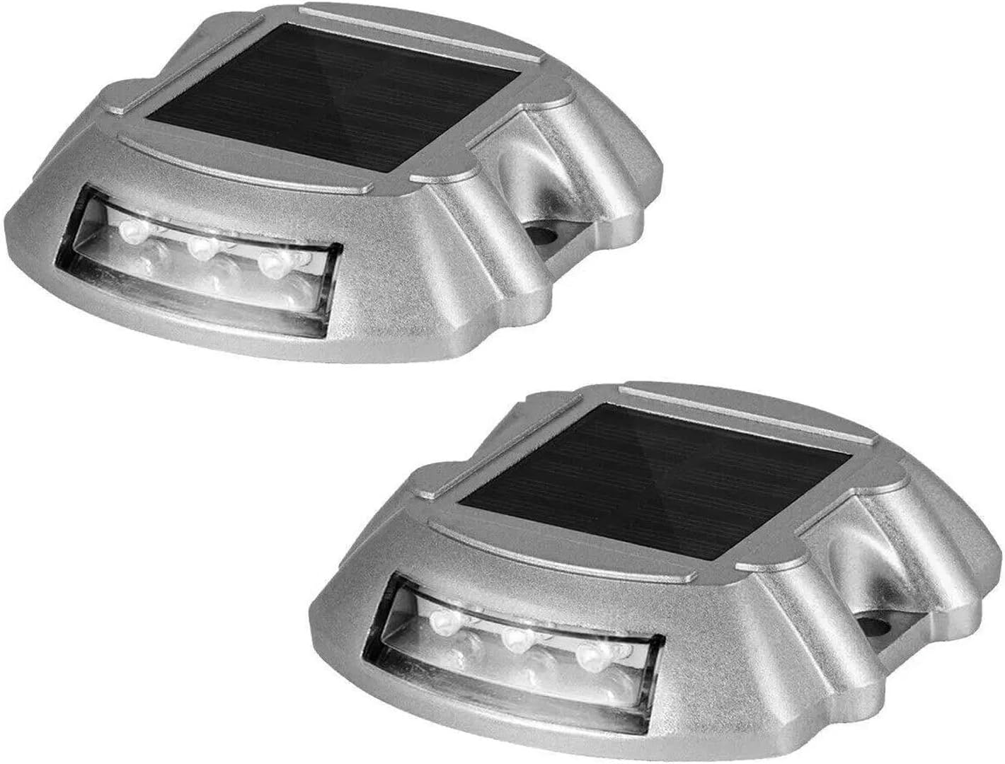 Driveway Solar Lights,Waterproof Outdoor Road Steps Deck Pathway Lights,White 2 PCS