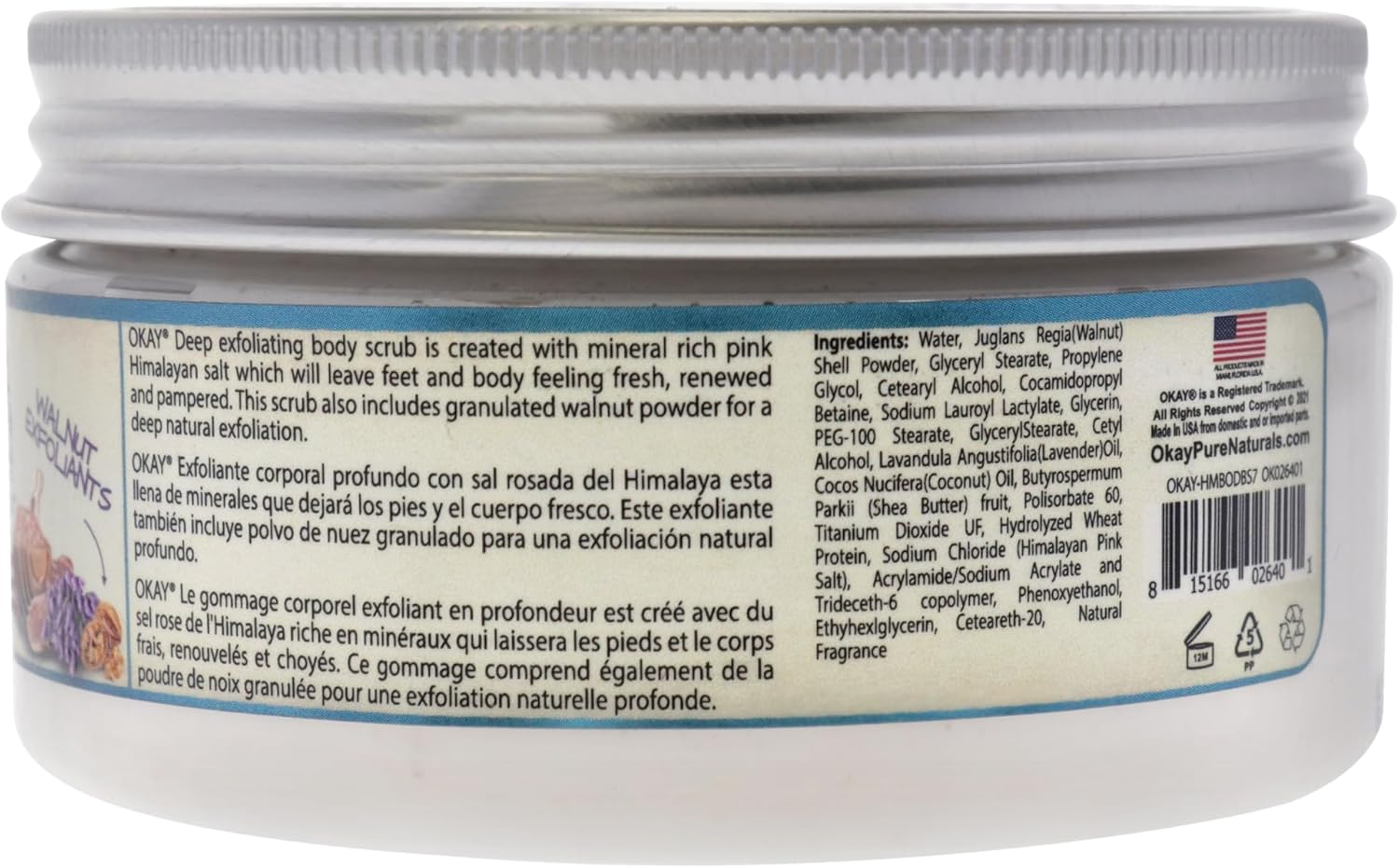 Body and Foot Scrub Himalayan Pink Salt - Lavender by Okay for Unisex - 7.25 Oz Scrub