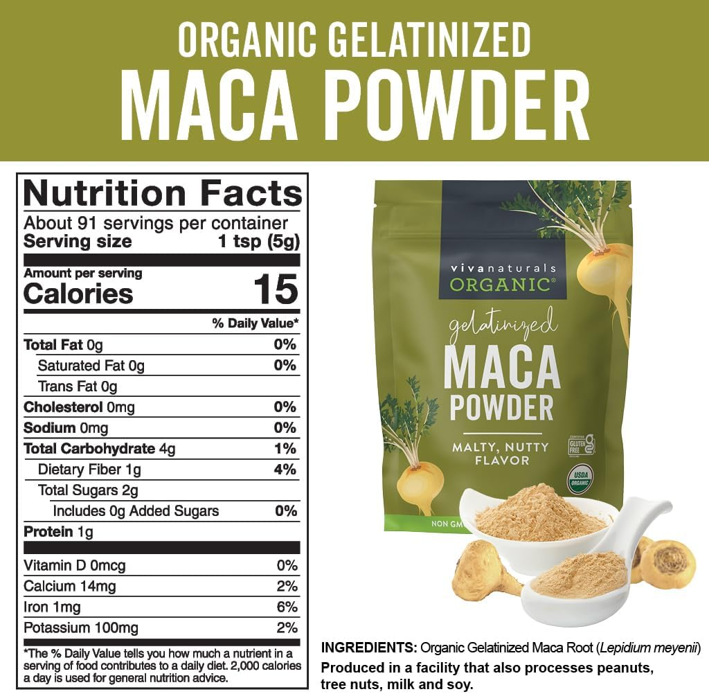 Organic Maca Powder 1Lb (16 Oz) Gluten Free Gelatinized Maca Powder for Easier Digestion, Certified Organic & Non-Gmo image number 3