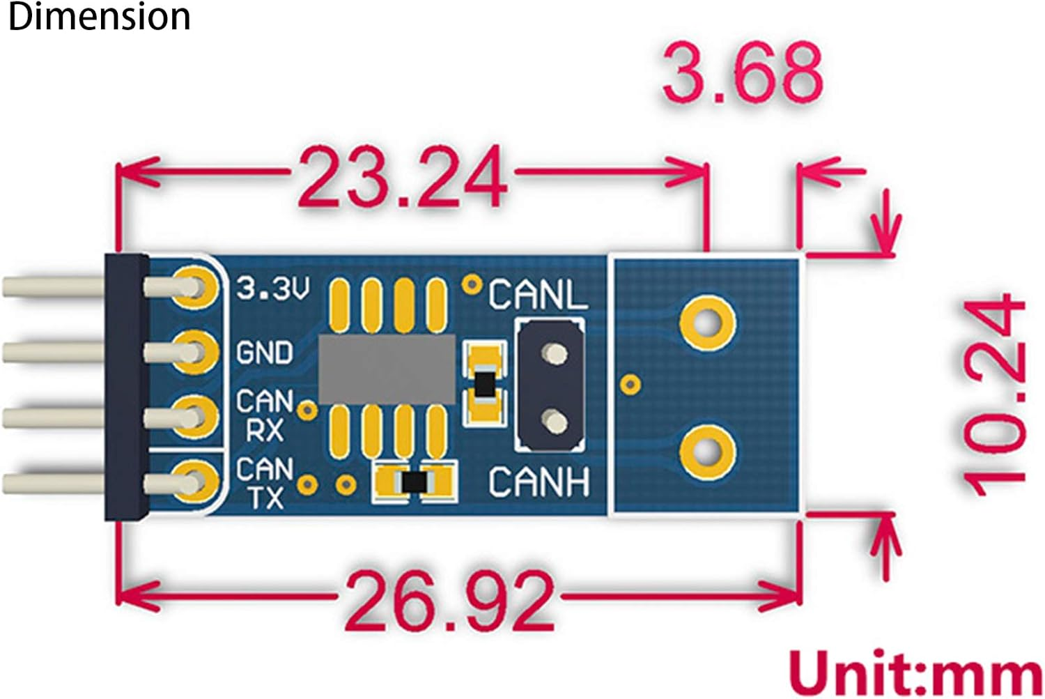 Waveshare SN65HVD230 CAN Board Connecting Mcus to CAN Network Features ESD Protection Communication Evaluation Development Board 3.3V [1 PC] image number 1