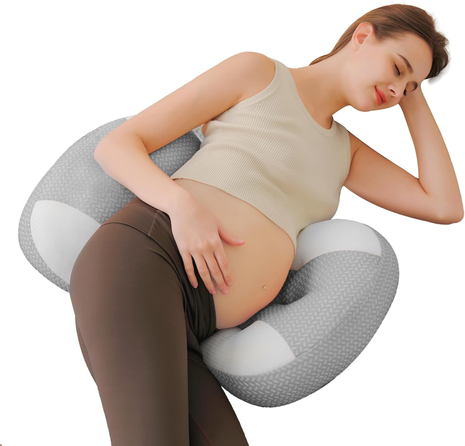 Cooling Pregnancy Pillow for Sleeping,Ice Silk&Breathable Maternity Pillow Support for Pregnant Women, Pregnancy Pillows with Laundry Bag, Maternity Pillows for Summer&Hot Night(Coolingblue)