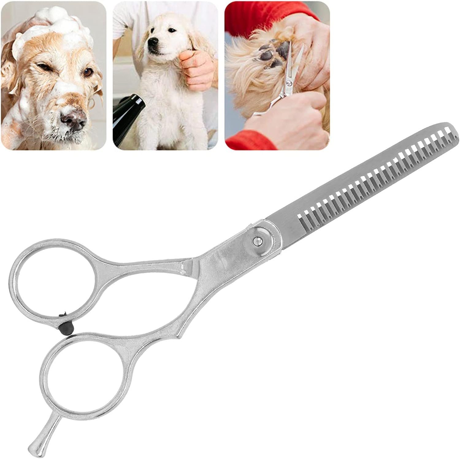 Pet Scissors - 5.9X1.9In Stainless Steel Professional Dog Grooming Scissors - Thinning Scissors Smooth Motion and Fine Cut for Long Haired Dog Cat and Other Pets image number 6