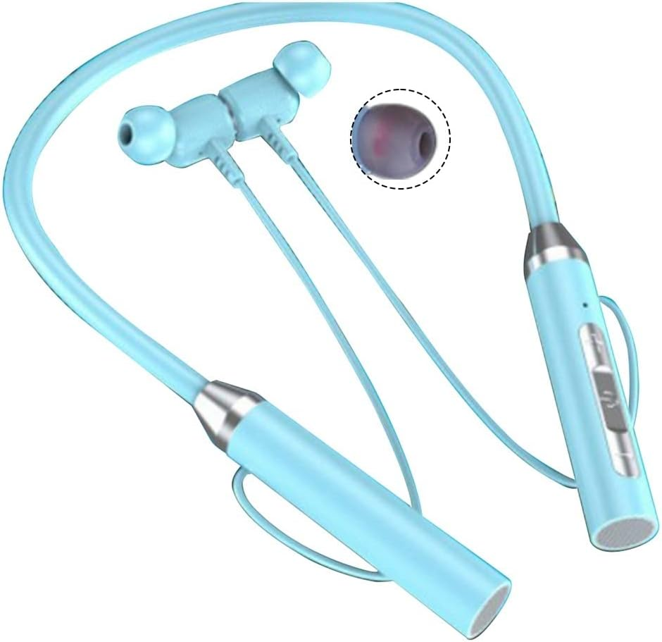 ISTOVO Wireless Bluetooth Headset Neck Type Stereo Noise Reduction Universal Plug-In Card Sport Ear Headset Mic,Blue image number 1