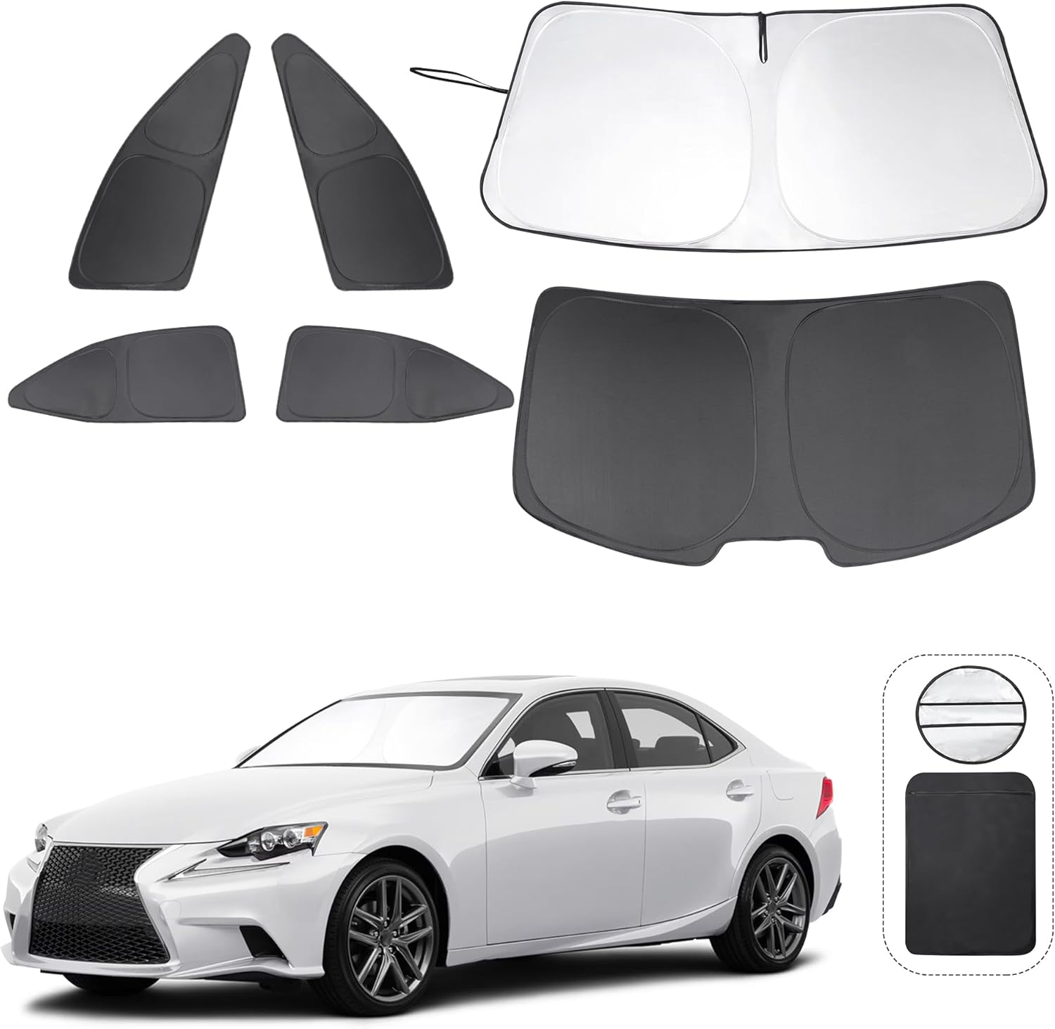 TINGLU Window Shades for Lexus Is Sedan (NOT for Lexus RX, ES) 2014-2020 Accessories Car Side Full Windows Windshield Sun Shade Sun UV Rays & Privacy Protection for Camping 6PCS image number 2