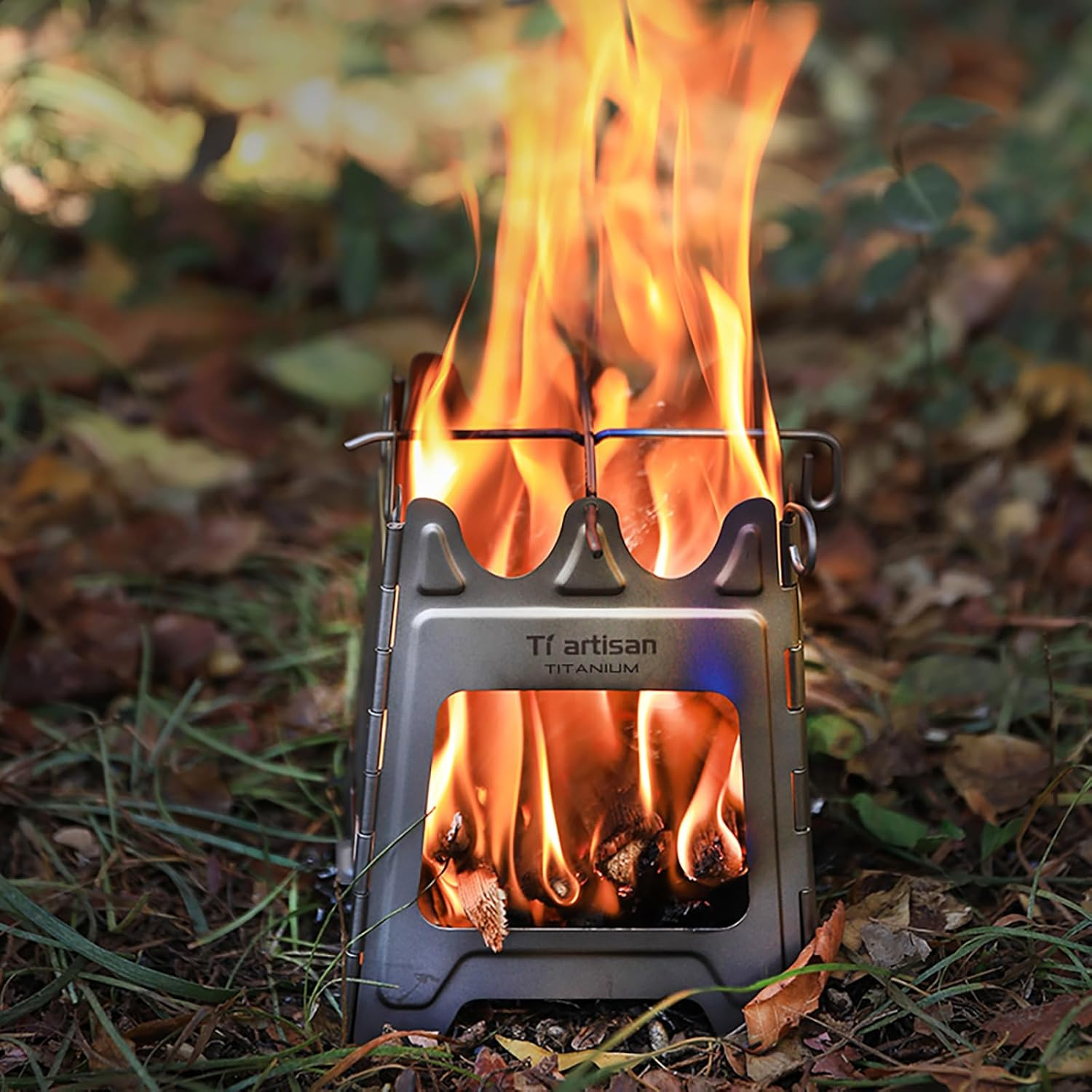 Titanium Wood Stove Foldable Camping Backpack Tours Stove Portable Wood Alcohol Stove for Outdoor Camping Picnic Barbecue image number 1