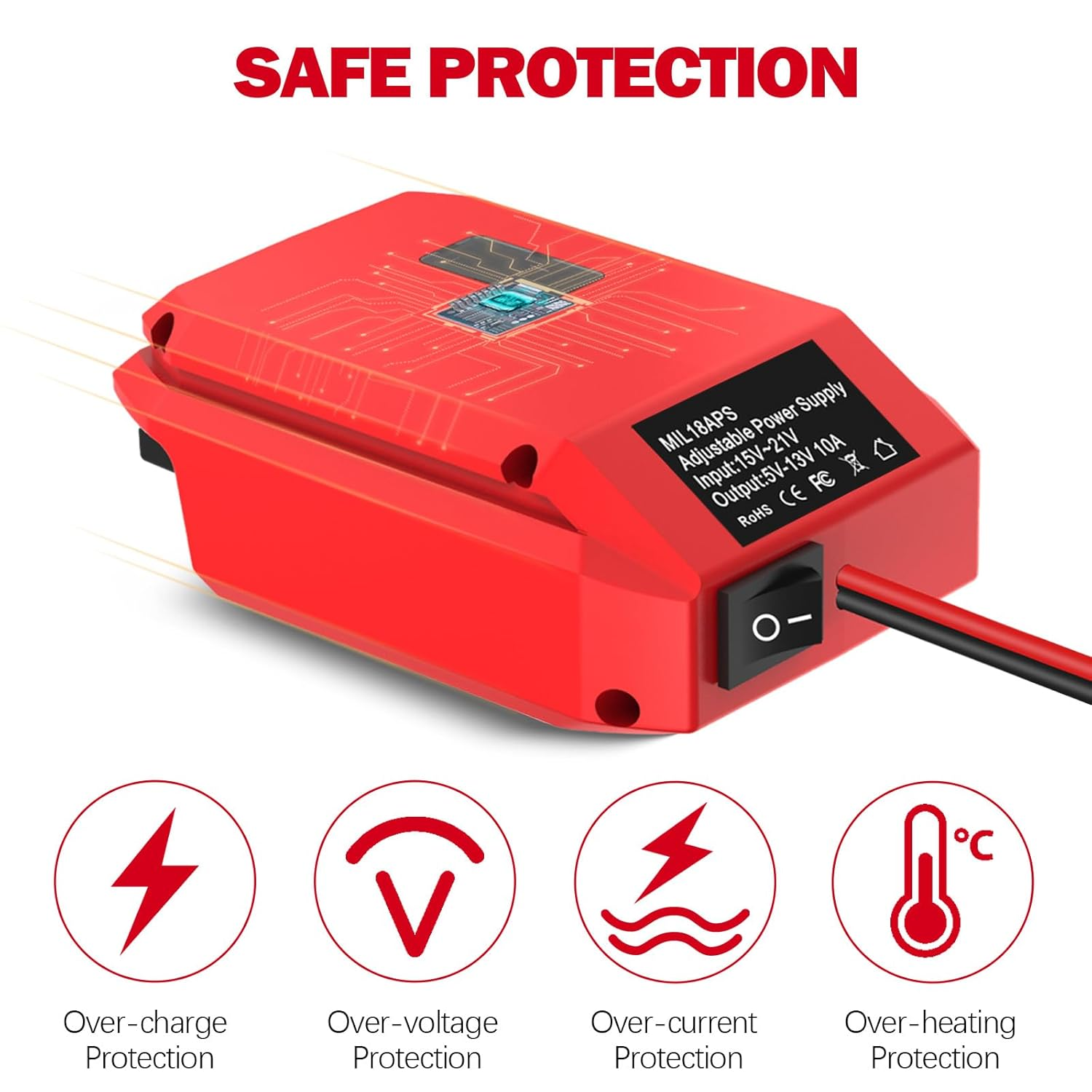 18V to 12V Step down Converter for Milwaukee M18 18V, Power Wheel Adapter for Milwaukee Voltage Reducer Transformer 130W Buck Converter Regulator for RC Car Truck Light & DIY image number 1