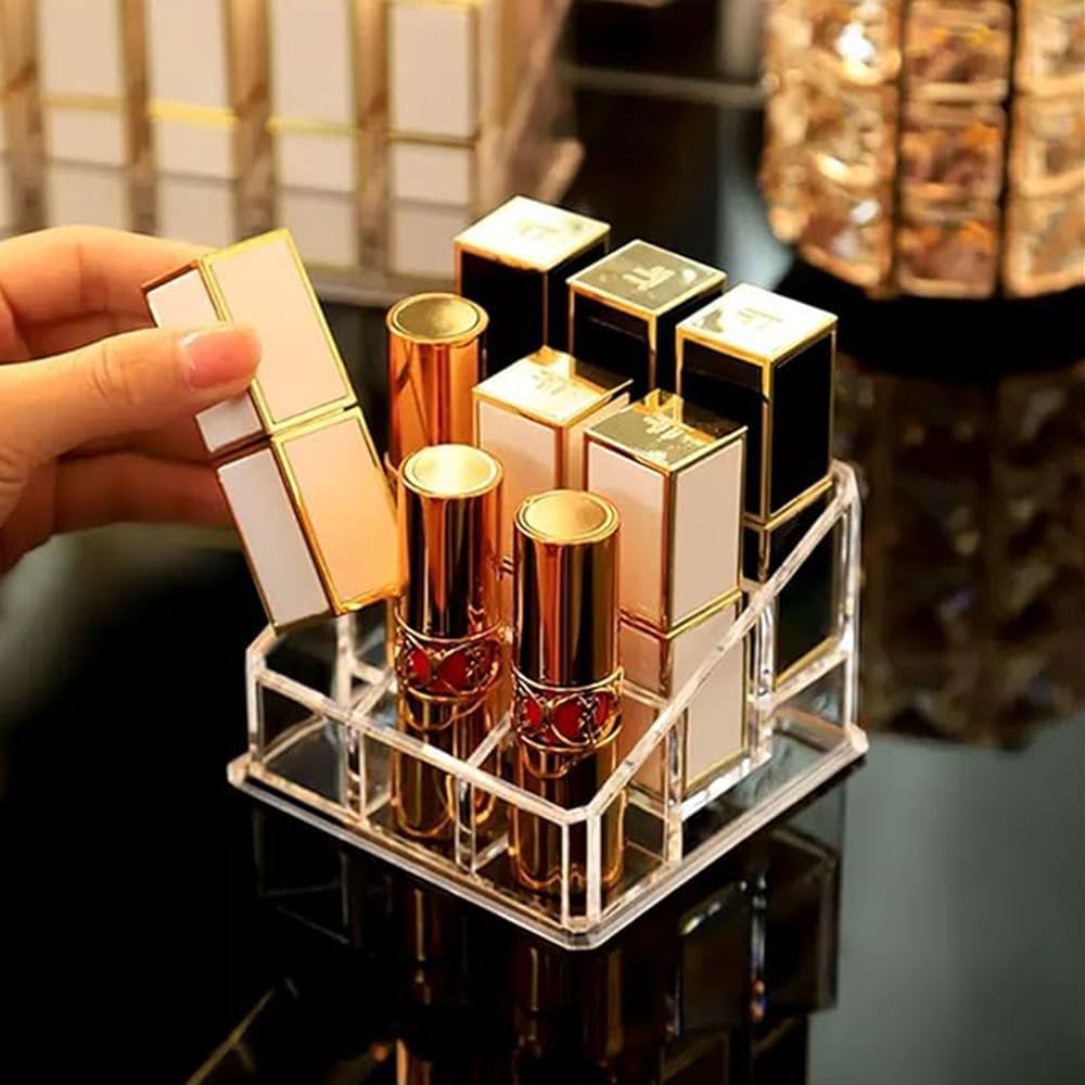 Clear Acrylic Lipstick Organizer, 9 Slots, Storage Display Case for Lip Gloss, Essential Oil, Perfume image number 1