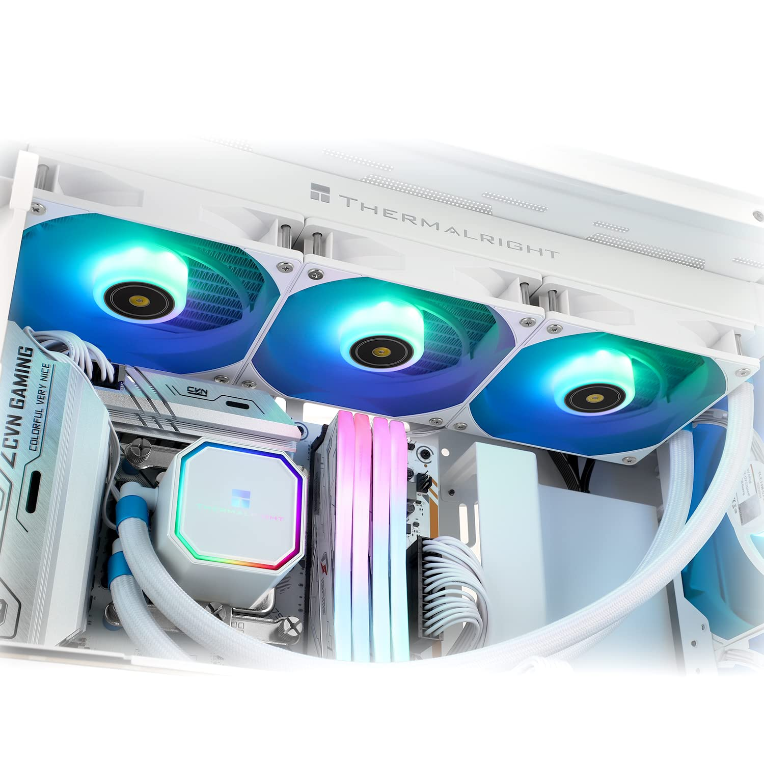 Thermalright Frozen Prism 360 White ARGB CPU Water Cooler with Dual PWM Fans, Water Pump Speed Is 3300RPM,S-FDB Bearing, for AMD Am4/Am5,Intel Lga1150/1151/1200/1700/2011(White ARGB) image number 4