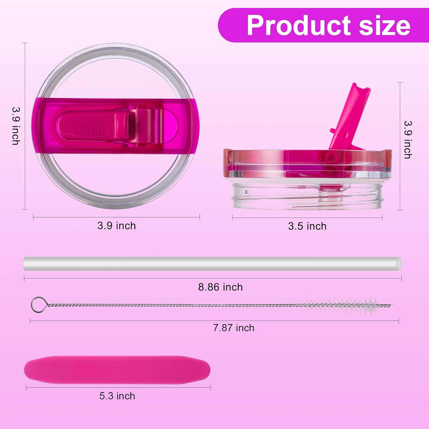 2Pcs 40 Oz Lid Leak-Proof for Stanley Cup - Tumbler Detachable Flip Straw Lid, Lids Replacement Accessories for Stanley Cups, Cup Accessories, Set with Cover(Rose) image number 1