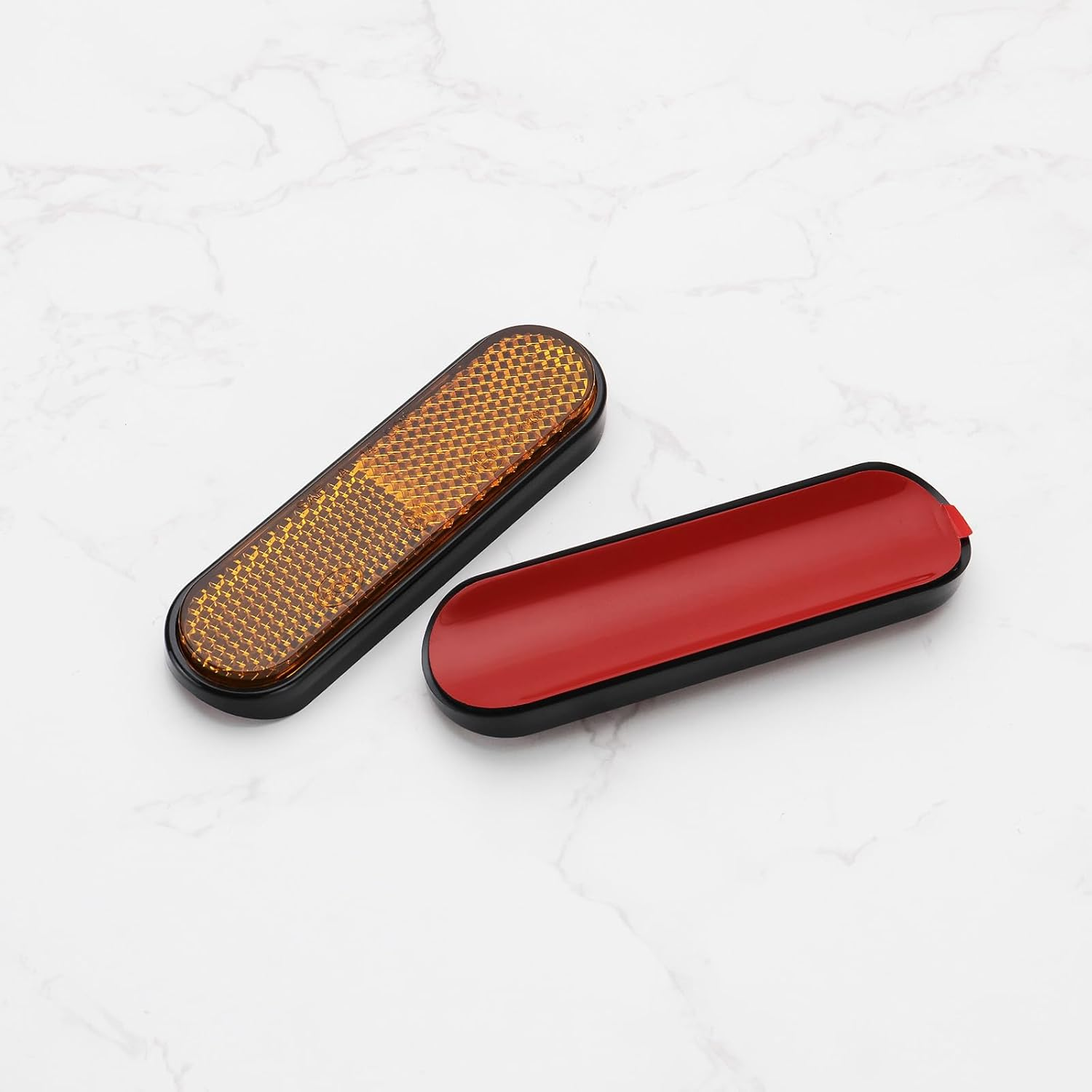 SING F LTD 2Pcs Rectangular Reflectors with Self Adhesive ABS Side Curved Reflectors Suitable for Motorcycles Bicycles Multi Purpose Scooters Yellow image number 2