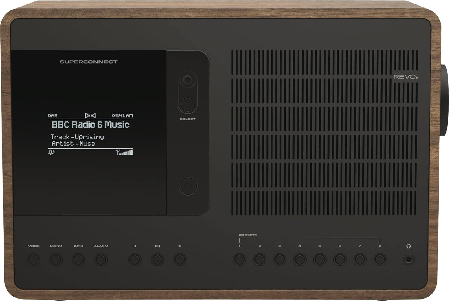 Revo Superconnect - Deluxe Multi-Format Table Radio with DAB/DAB+/FM, Internet Radio, Spotify Connect, DNLA Wireless Streaming, Bluetooth with Aptx & Ios/Android App Control - Walnut/Black image number 5