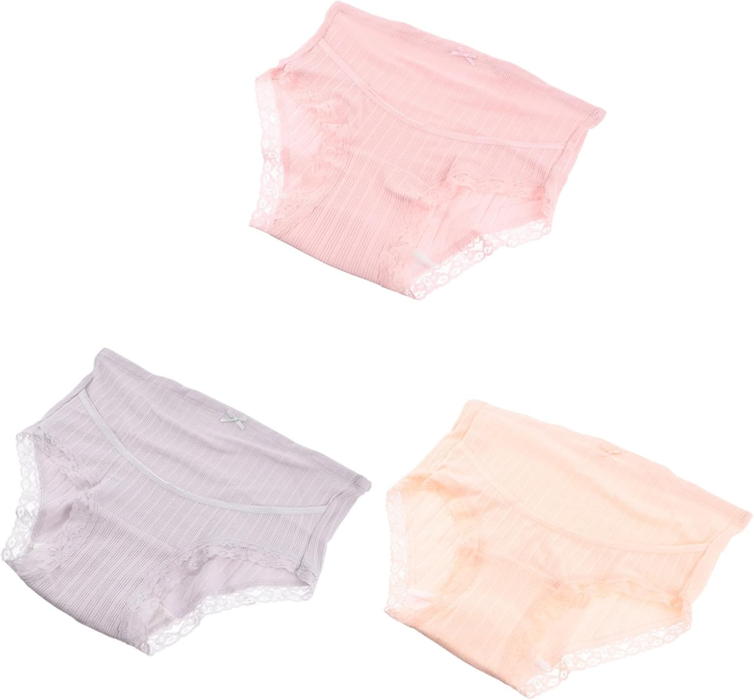 3Pcs Maternity High Waist Cotton Underwear for Pregnant Women Adjustable Elastic Briefs Soft Breathable Panties in Light Grey Honey image number 1