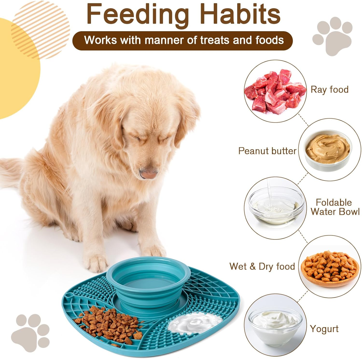 Aiqinu Dog Lick Mat with Water Bowl, Lick Mat Dog with Suction Cup for Relief of Dog Anxiety, Feeding Mat for Butter, Joghur, for Dog Bathing, Training, Grooming & Claw Care image number 4