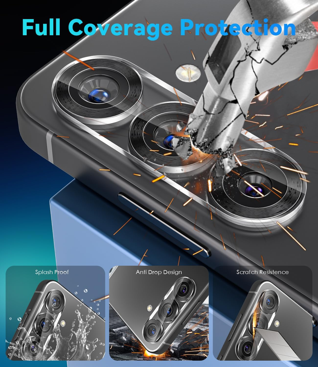 Cloudvalley [3 Pack] Camera Lens Protector for Samsung Galaxy S25, 9H Tempered Glass Lens Cover, Anti-Scratch & Case Friendly [Not Affect Flash & Night Shot],Clear - Clear image number 6