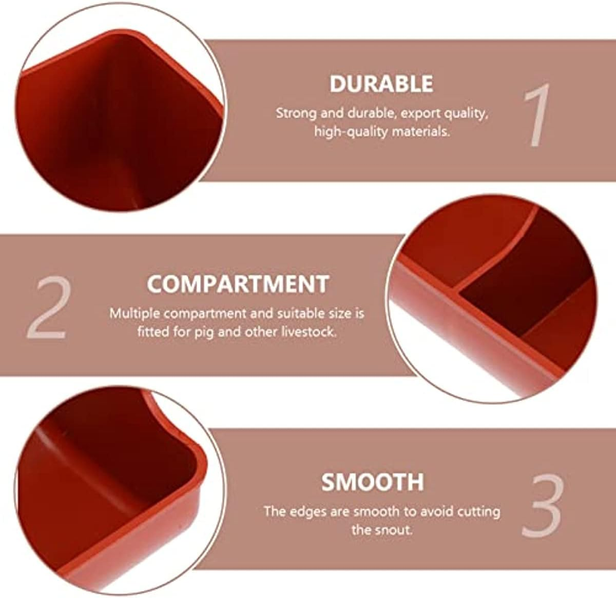 Goat Feeder for Grain, 4-Compartment Mountable Feed Trough, Plastic Fence Feeder for Pigs, for Pigs, Goat, Livestock Feeding, Qzjijosen image number 3