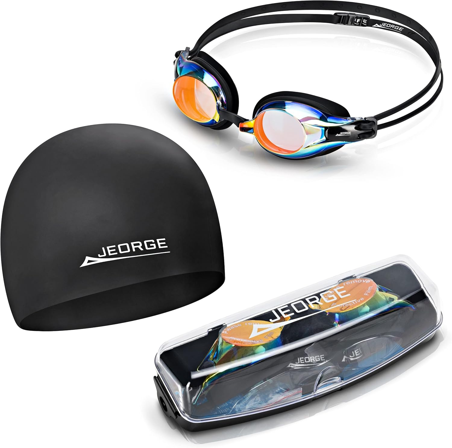 Competition Swim Goggles by JEORGE, Anti-Fog Uv-Protection Mirrored Coating Racing or Training. image number 1