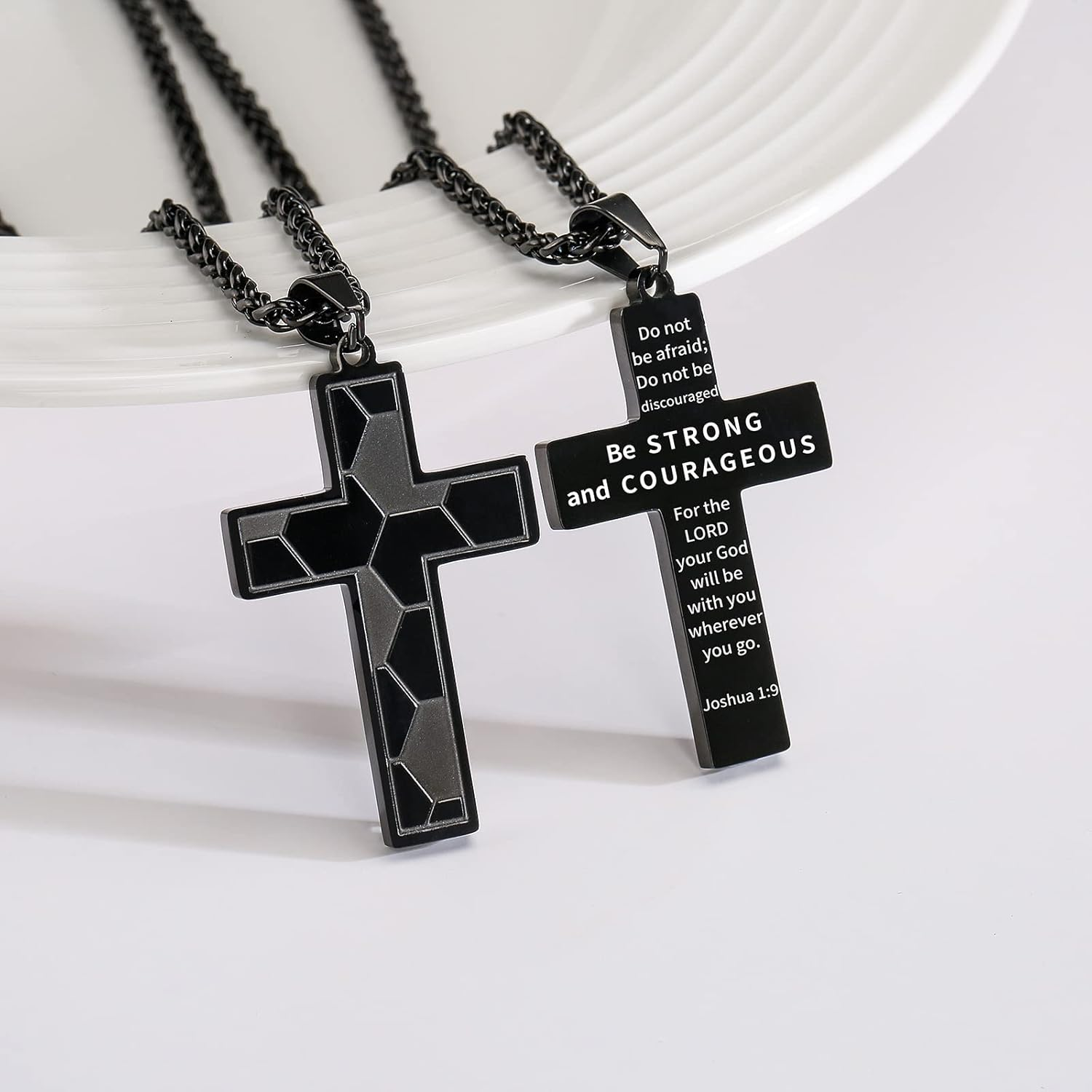 GLITTO Soccer Cross Necklace for Boys Men Stainless Steel Bible Verse Pendant with 20+2Inch Chain First Communion Baptism Religious Sports Jewelry Gift image number 6