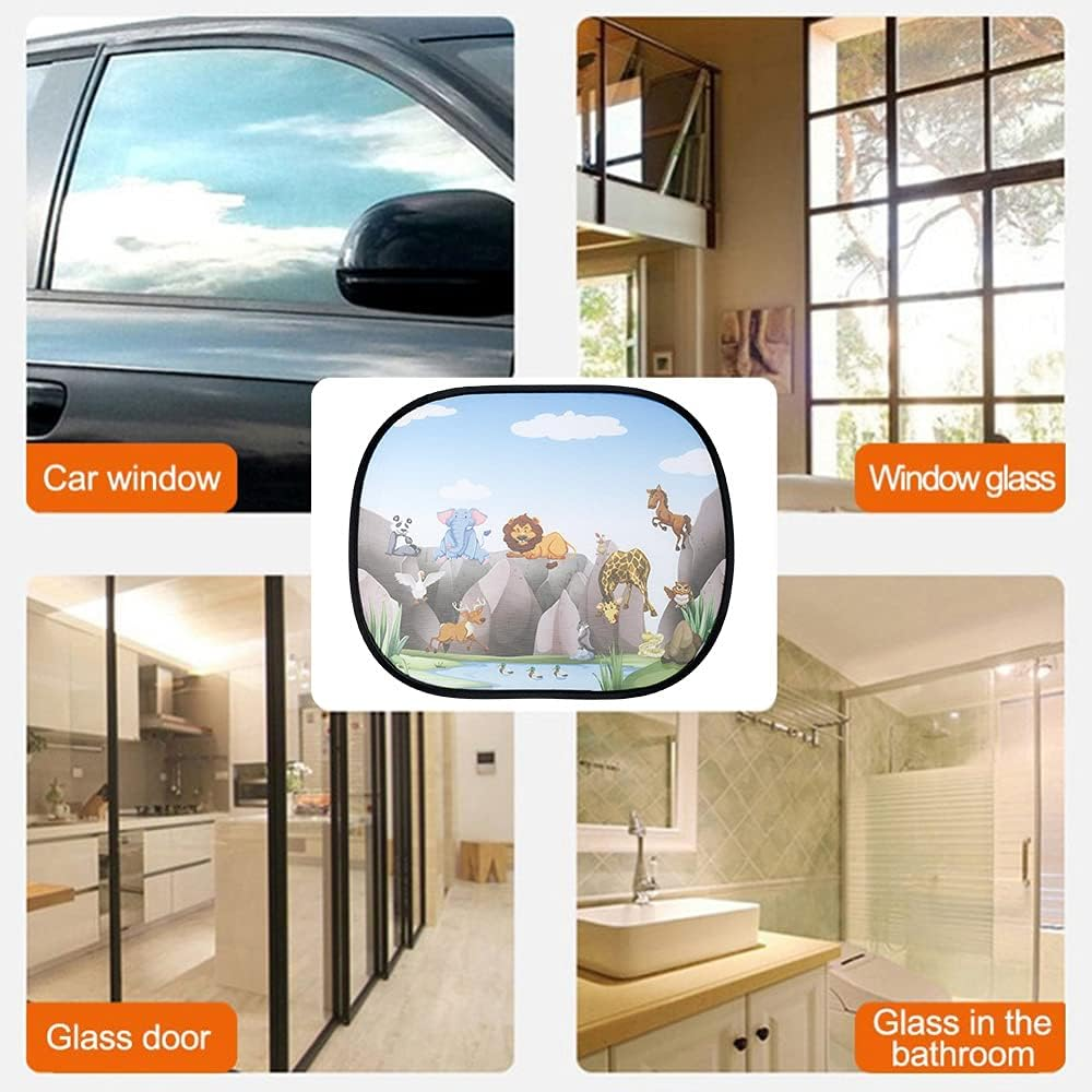 2 Pcs Car Sunshade Side Cartoon Sunscreen Heat Insulation Visor Anti-Ultraviolet Sunscreen Suitable for Most Models (Zoo) image number 4