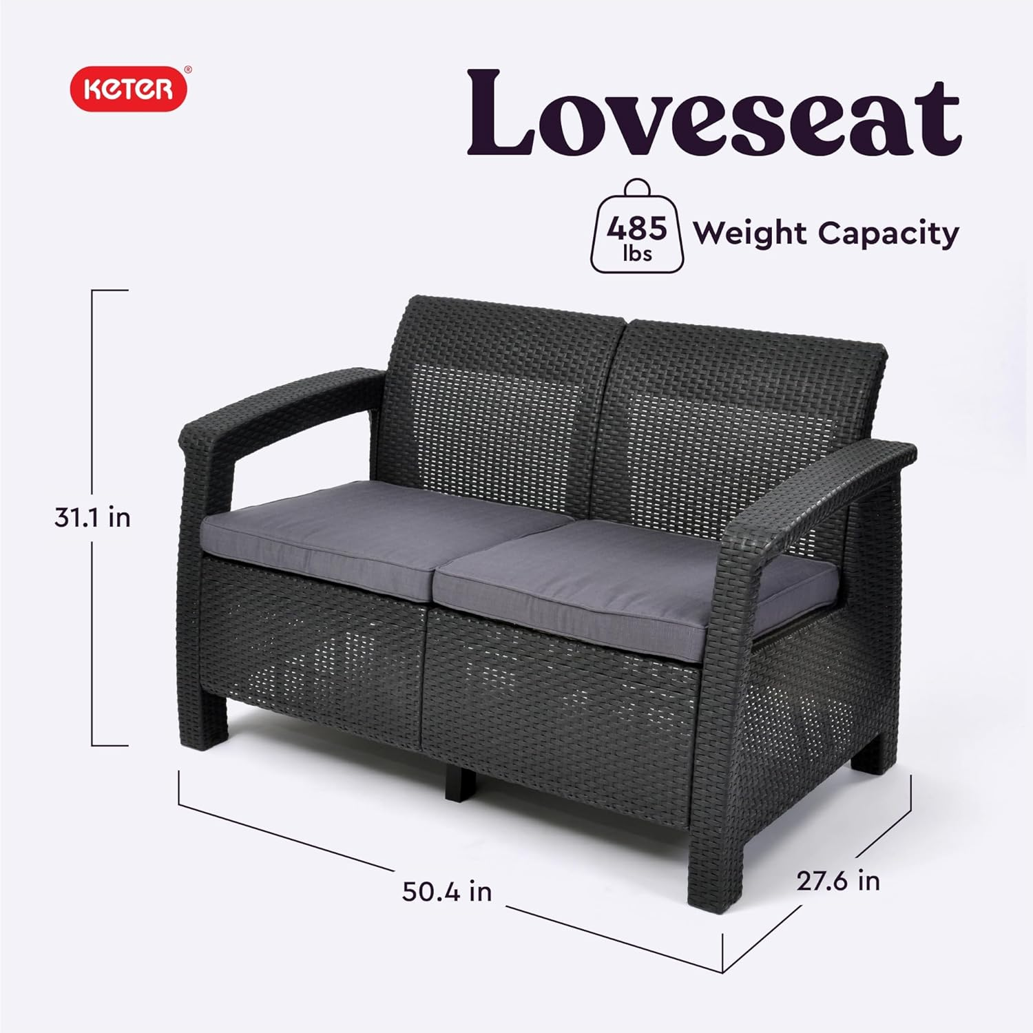 Keter Corfu Outdoor Four Seater Lounge Set, Graphite image number 1