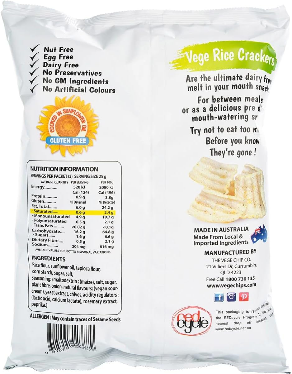 Ajitas Sour Cream and Chives Vege Rice Cracker 5 X 75 G image number 1