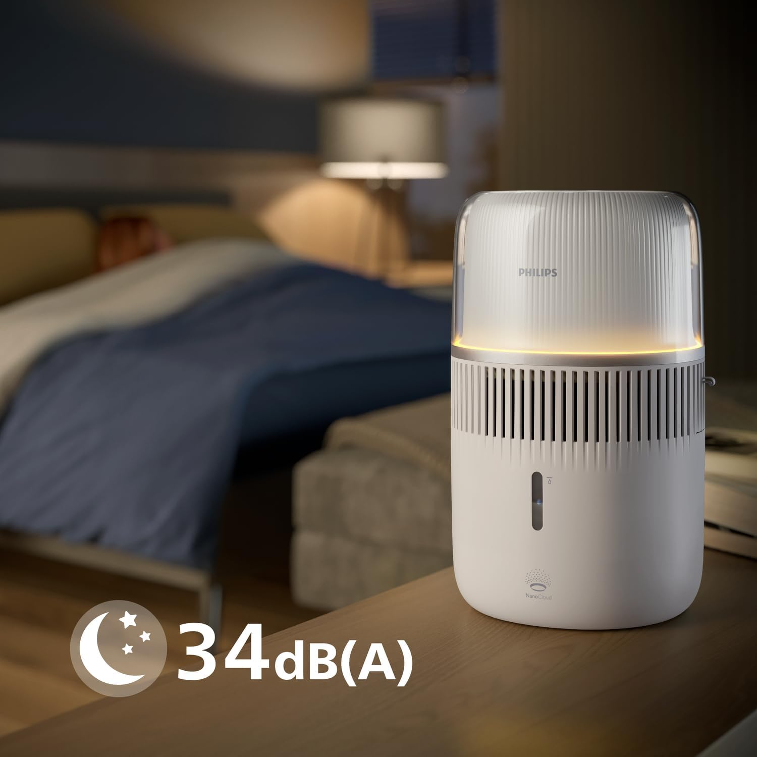 Philips Air Humidifier Series 5000, Smart Humidification for Rooms up to 56M&sup2;, Ultra Quiet Sleep Mode (12 Db), Humidity Sensor, Aroma Add-On, Ambient Light, 400 Ml/H, 4,5L Tank, White (HU5710/00) image number 3