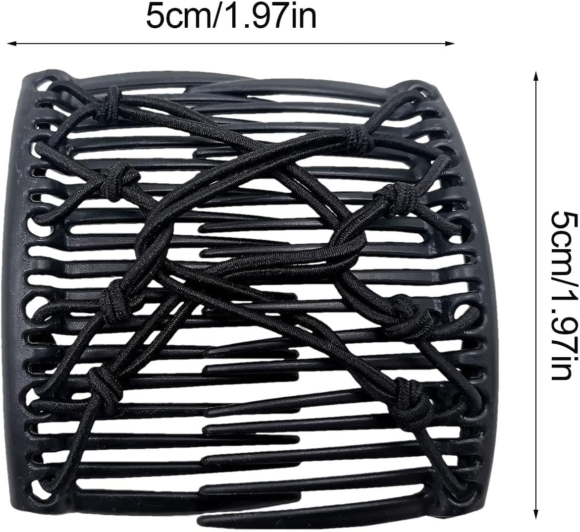 Vintage Comb Hairpin - Retro Elastic Hairpin, Stretchy Hair Combs | Creative Double Comb Hair Clip, Vintage Women Hair Comb, Flexible Bun Maker for Low Ponytail Hair Styling Accessories image number 1